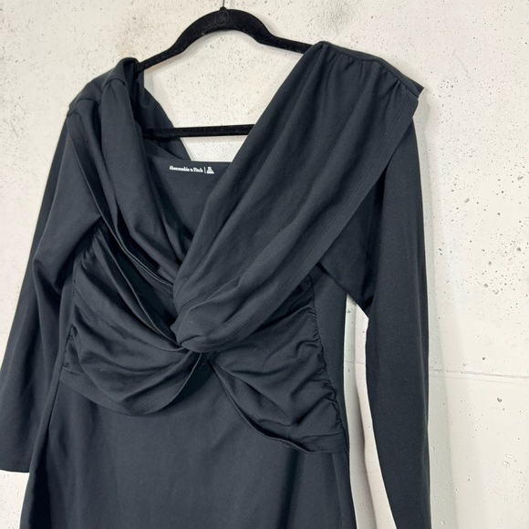 Abercrombie & Fitch Deep V Ponte Thick Knit Twisted Wrap Front Dress 3/4 Sleeve - Picture 5 of 14